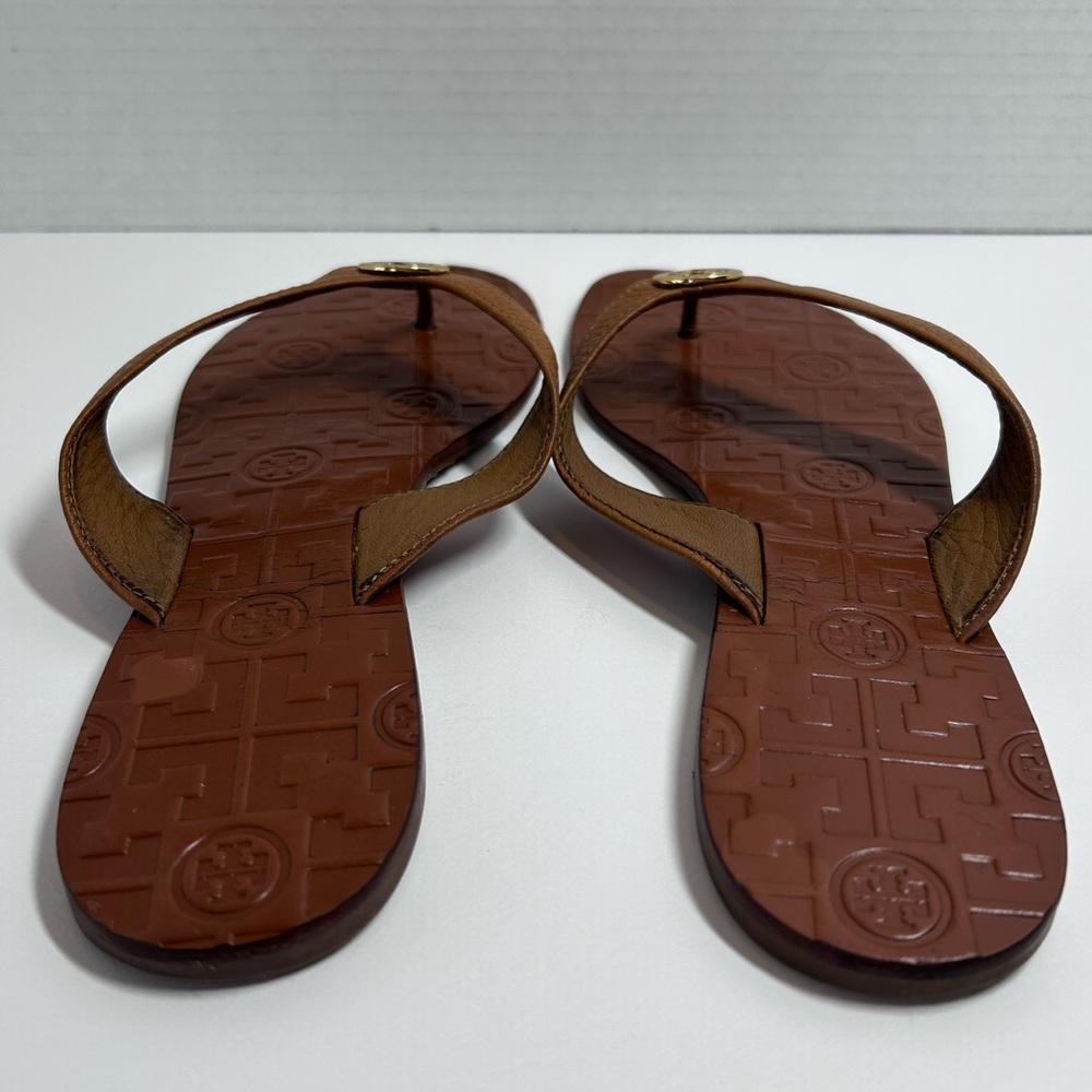 Tory Burch Thora Thong Sandals, Signature Logo Medallion, 100% Leather Size 9 - Picture 10 of 12